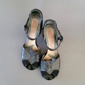 Irregular Choice (Size 8.5) Sexy Sandals with Unique Curved Heel